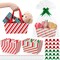 24 Pcs Christmas Baskets For Gifts Empty Gift Basket Kit with 24 Plastic Bags and 24 Pull Bows DIY Gift Packages 9.8 x 6.5 x 4.3 Inch Cardboard Basket for Xmas Birthday (Red Green,Stripe Style)